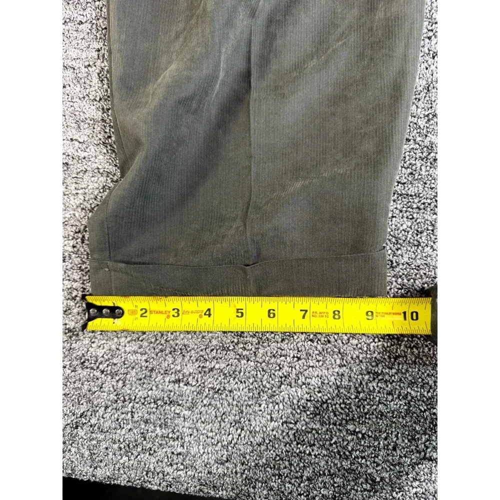 Perry Ellis Portfolio Crop Pants Men 40x29 Gray Pleated Front Classic Cuffed Hem